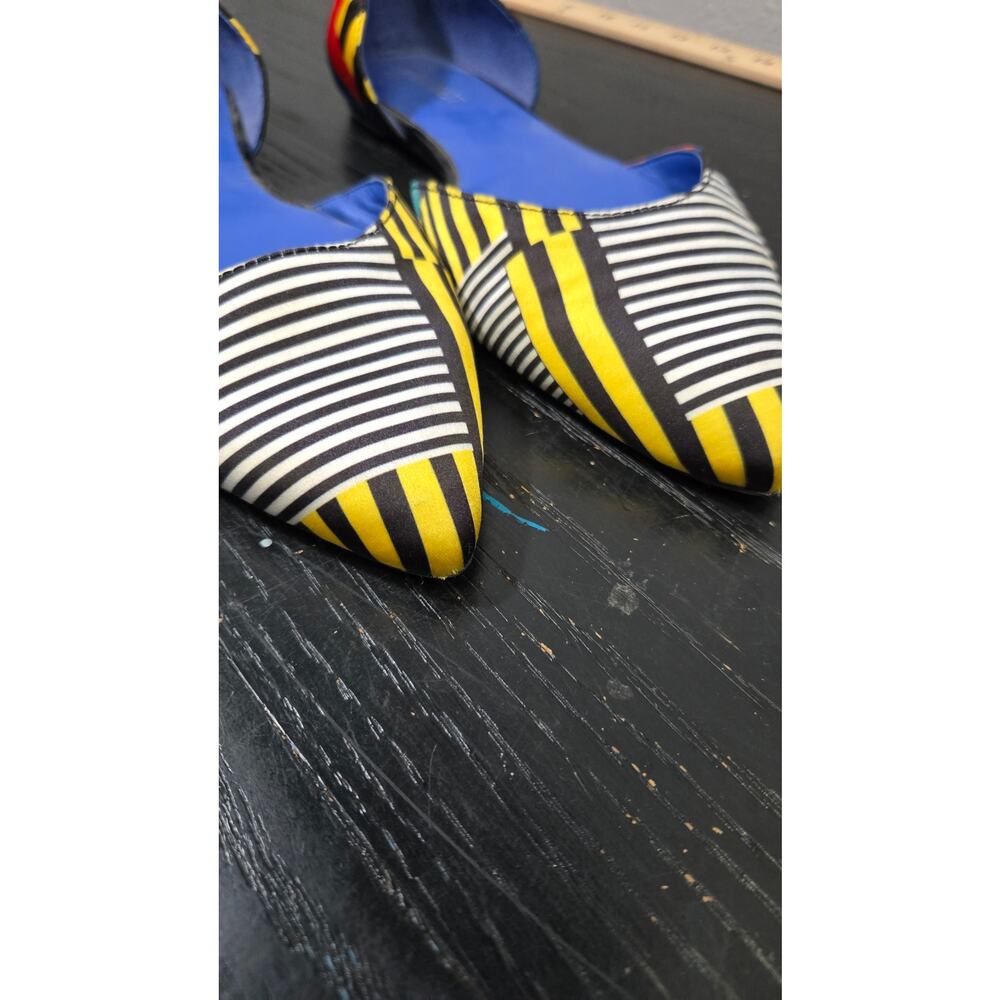 Nine West Black White Striped Flats with Blue, Yellow & Red Accents - Picture 5 of 6